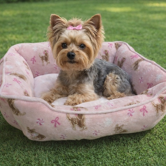 Cozy Pink Dog Bed with Cute Patterns pink pet bed - Picture 2 of 3